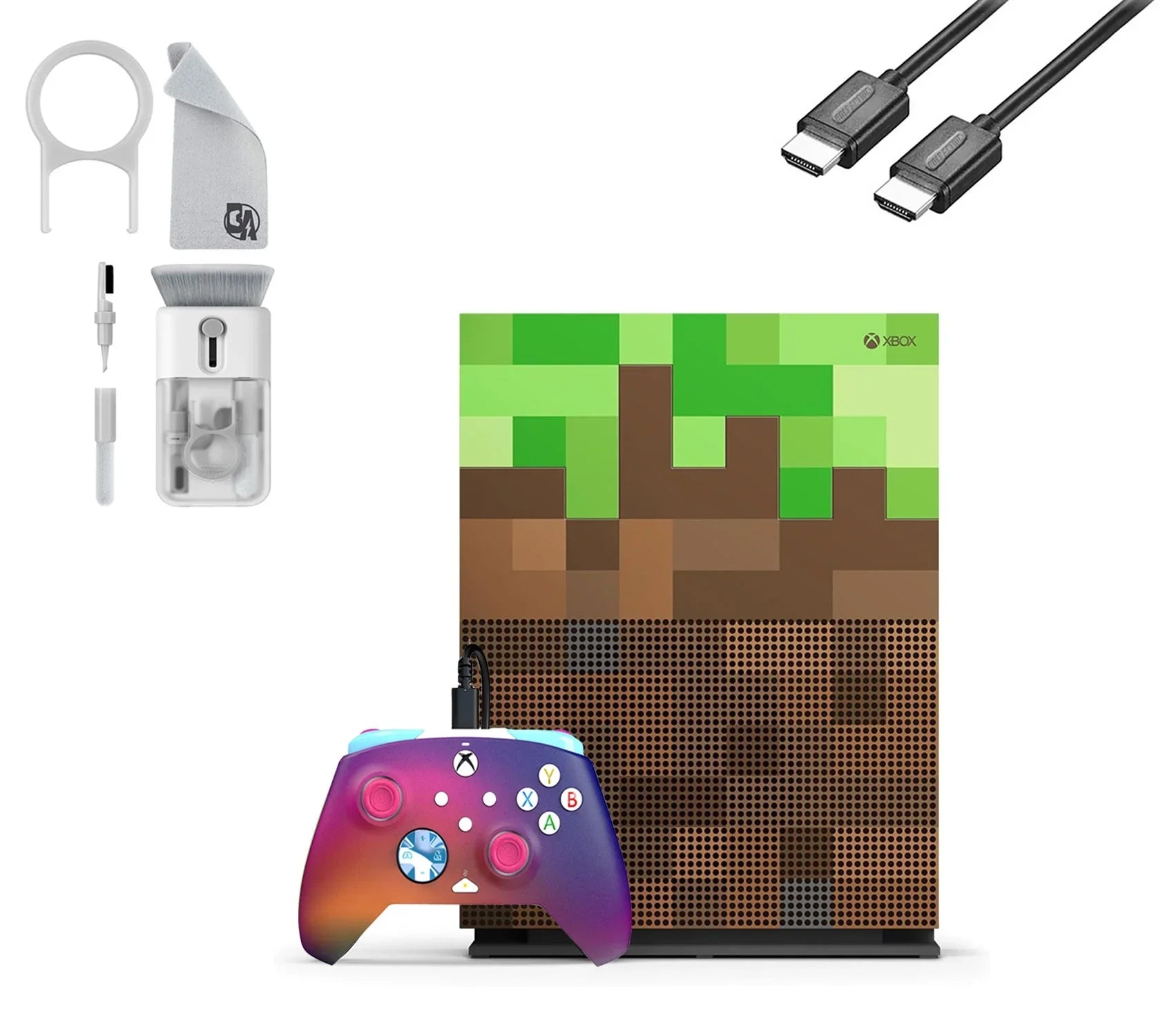 Microsoft Xbox One Size Minecraft Limited Edition 1TB Gaming Console + Cleaning kit BOLT AXTION Bundle Used