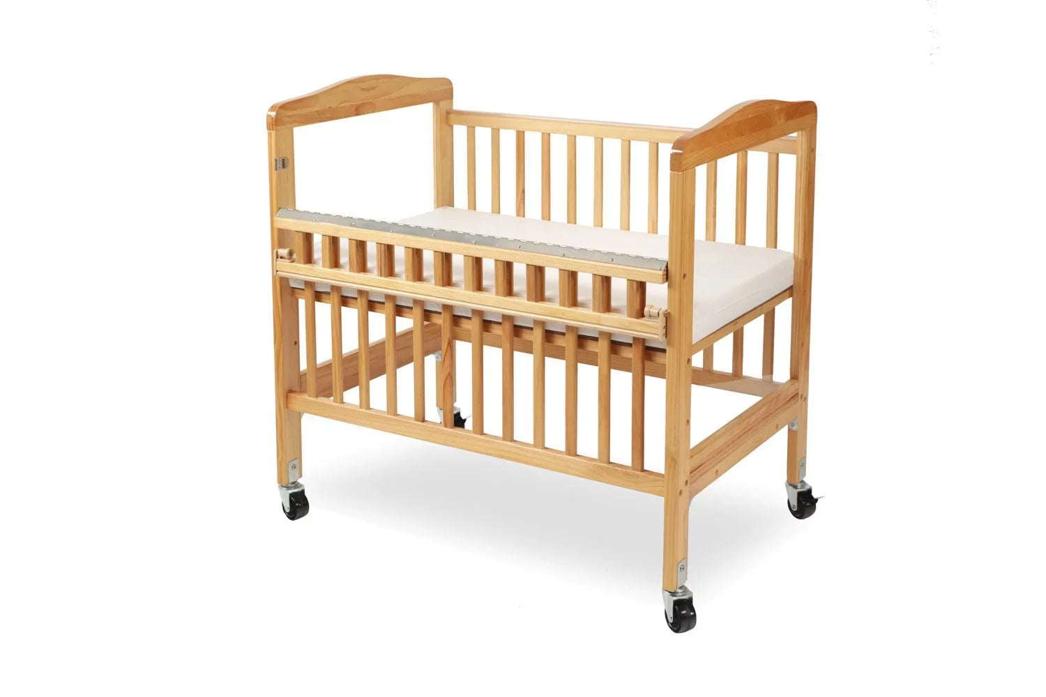 L.A. Baby Mini/Portable Non-folding Wooden Window Crib with Sizeafety Gate