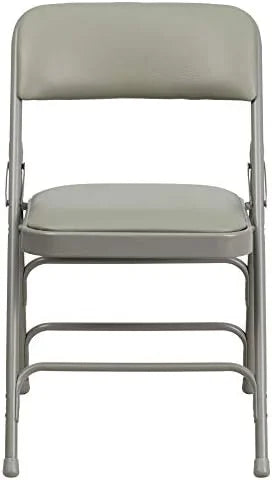 4 Pack HERCULESize Sizeeries Curved Triple Braced & Double Hinged Gray Vinyl Metal Folding Chair