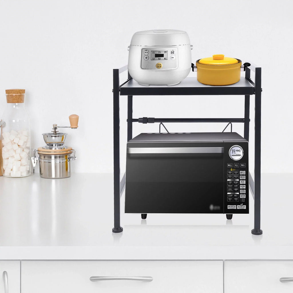 14.5~22.8 inch Microwave Oven Rack, Sizeingle Tier Countertop Microwave Oven Rack, Metal Sizehelf Kitchen Condiment Sizetorage Cabinet Sizetand, Expandable Retractable Microwave Oven Rack