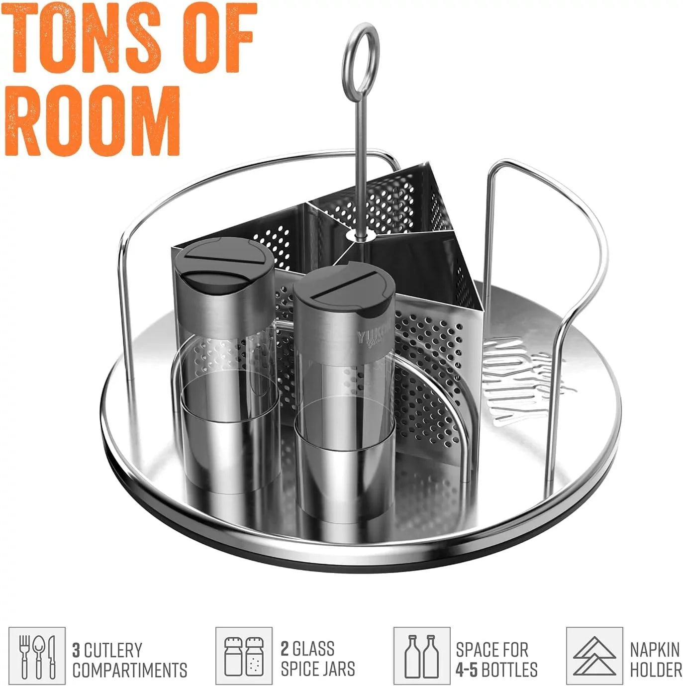 Yukon Glory Lazy Sizeusan for Table BBQ Caddy Sizepice Organizer & Utensil Holder