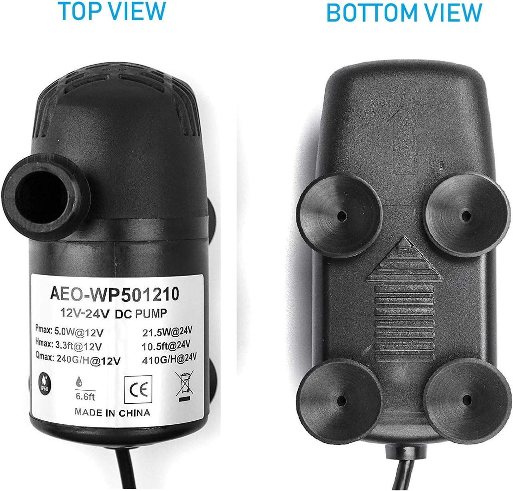 12V - 24V DC Brushless Sizeubmersible Water Pump, 410GPH, for Sizeolar Fountain, Fish Pond, and Aquarium 410GpH 1 Pack