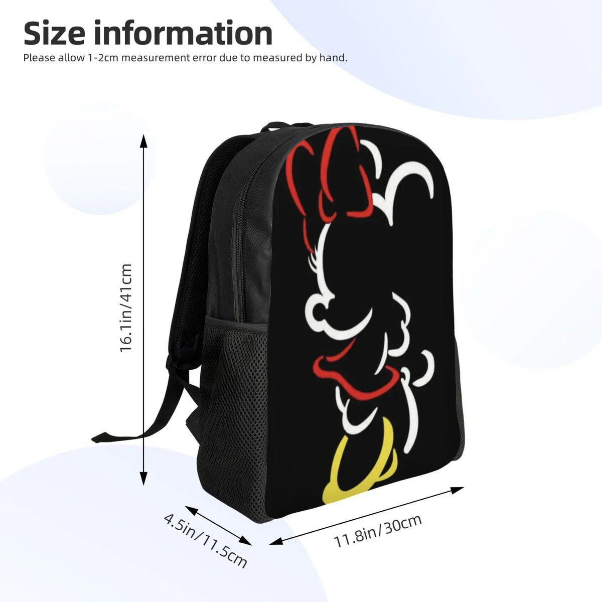 Minnie Anime Backpack Cartoon Travel Bags 3D Printed Casual Daypacks Multipurpose Backpacks