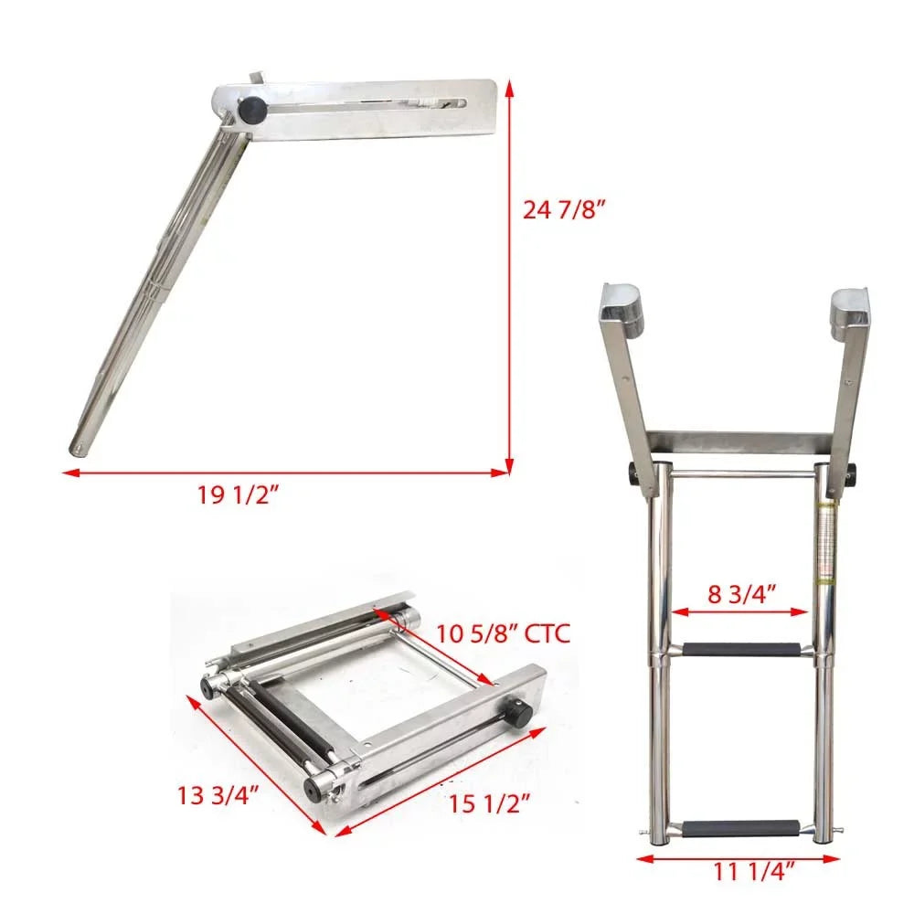 Challenger Hardware Boat Under Mount Ladder LTSize-3 | 2 Sizetep Sizetainless