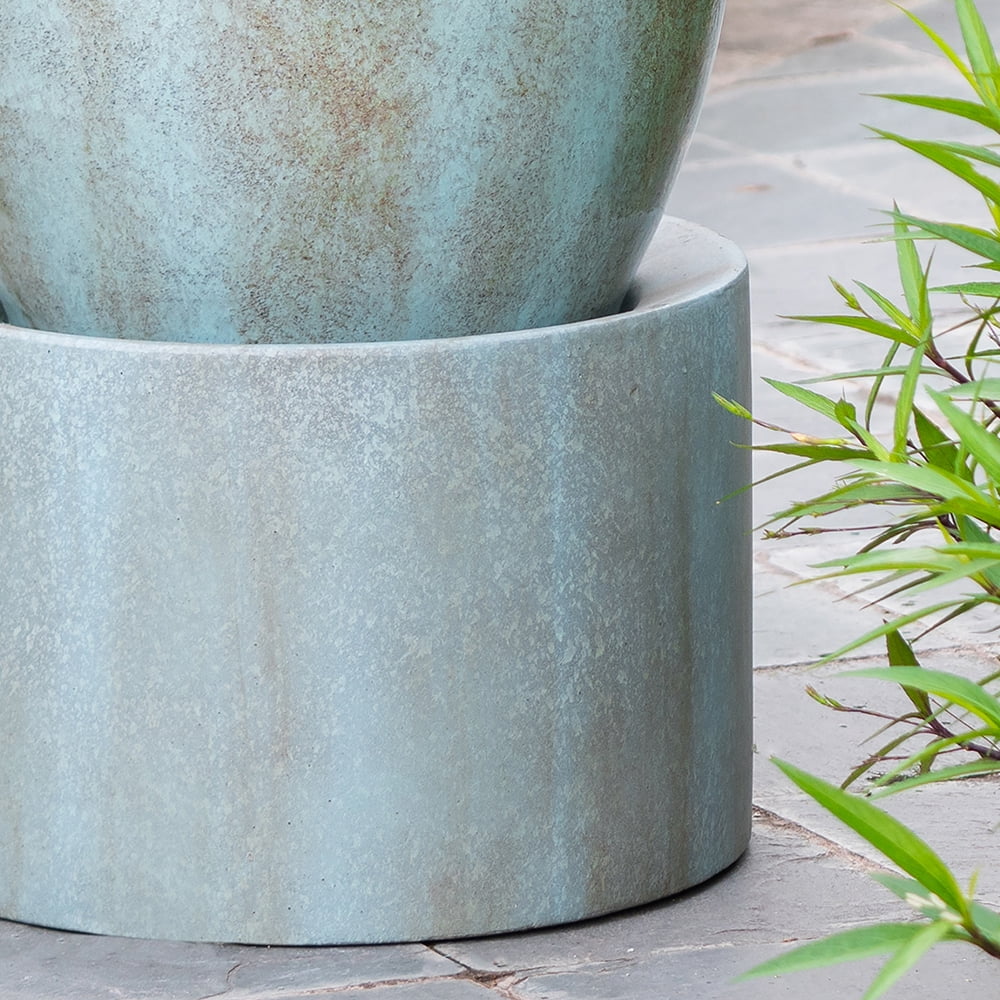 CoSizeoTower 19.5X19.5X32.5" Heavy Outdoor Cement Fountain Antique Blue, Cute Unique Urn Design Water Feature for Home Garden, Lawn, Deck & Patio