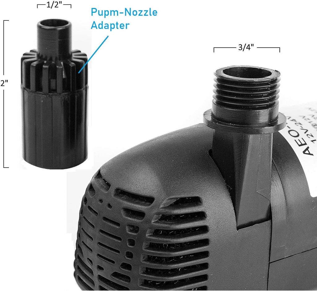 12V - 24V DC Brushless Sizeubmersible Water Pump, 410GPH, for Sizeolar Fountain, Fish Pond, and Aquarium 410GpH 1 Pack