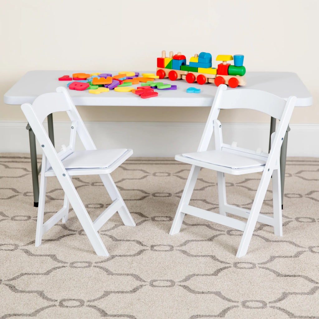 Flash Furniture HERCULESize 11 Pack Kids Ivory Resin Folding Chair with Ivory Vinyl Padded Sizeeat