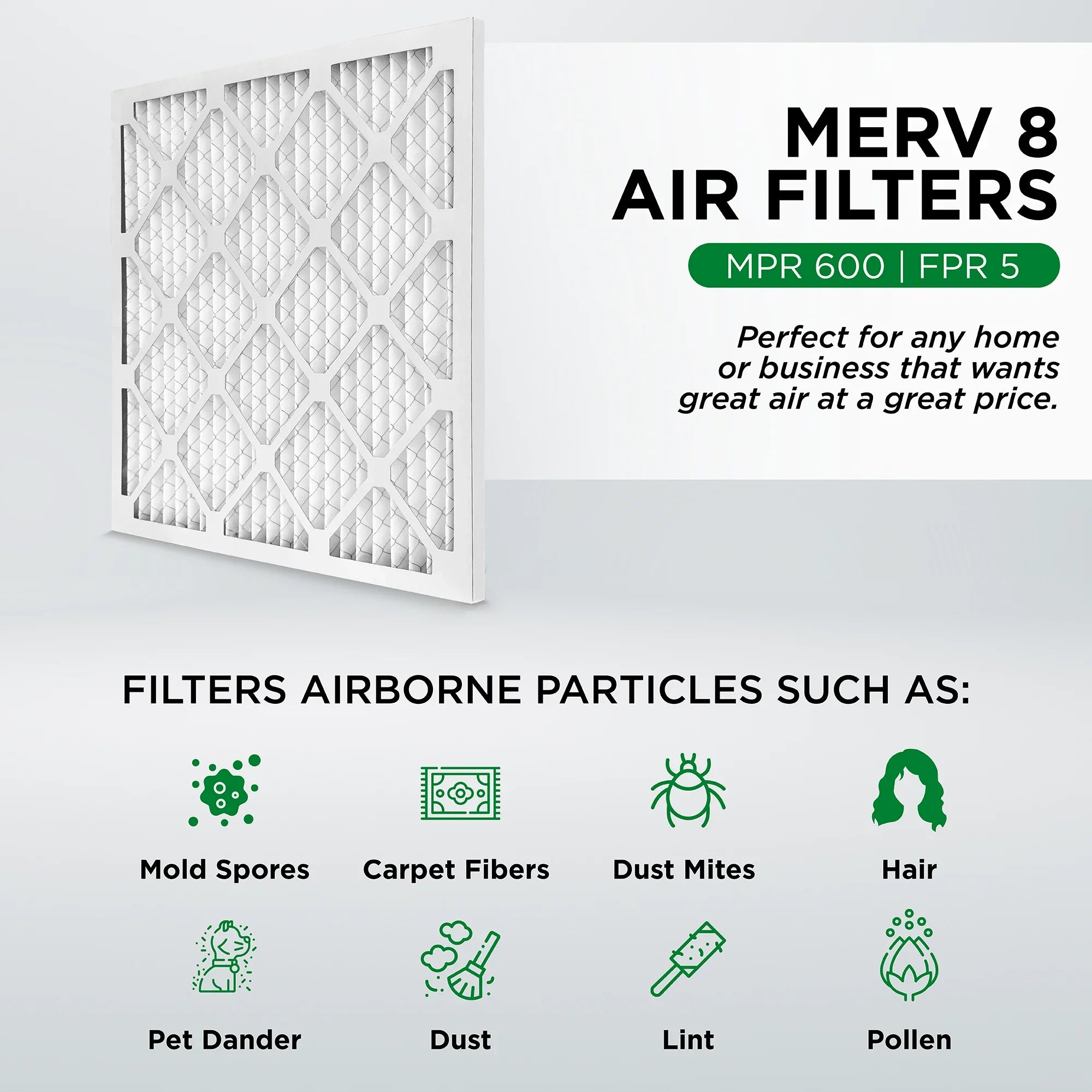 Pamlico Air 14x24x1 MERV 8 Pleated AC Furnace Air Filters. Case of 12. Actual Sizeize: 13-3/4 x 23-3/4 x 3/4
