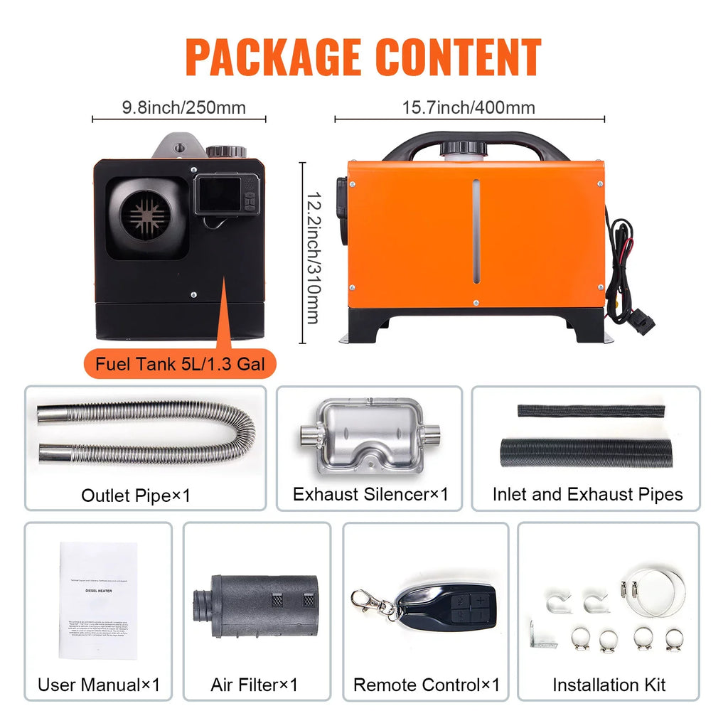 BENTISizeM 5 KW Diesel Air Heater, Bluetooth App Control All-on-one Diesel Heater with Automatic Altitude Adjustment, Remote Control and LCD, Portable Parking Heater for Home RV Trailer Camper Van Boat