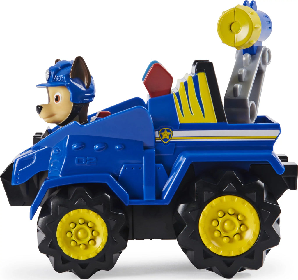 PAW Patrol, Dino Rescue Chase’s Deluxe Rev Up Vehicle with Mystery Dinosaur Figure