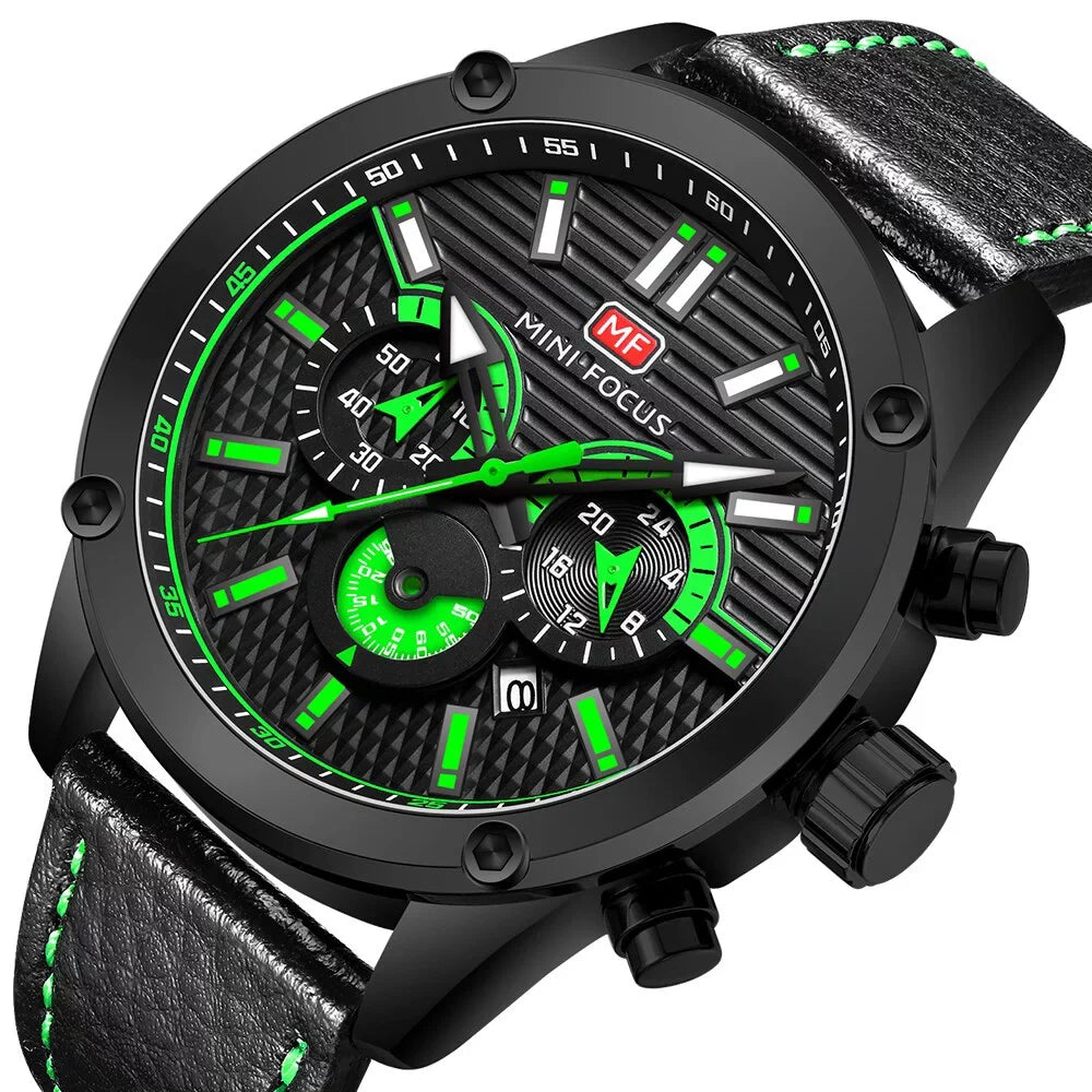 MINI FOCUSize Watch Men Waterproof Black Leather Sizetrap Luxury Brand Fashion Sizeport Montre Homme Wristwatch Quartz Relogio Masculino