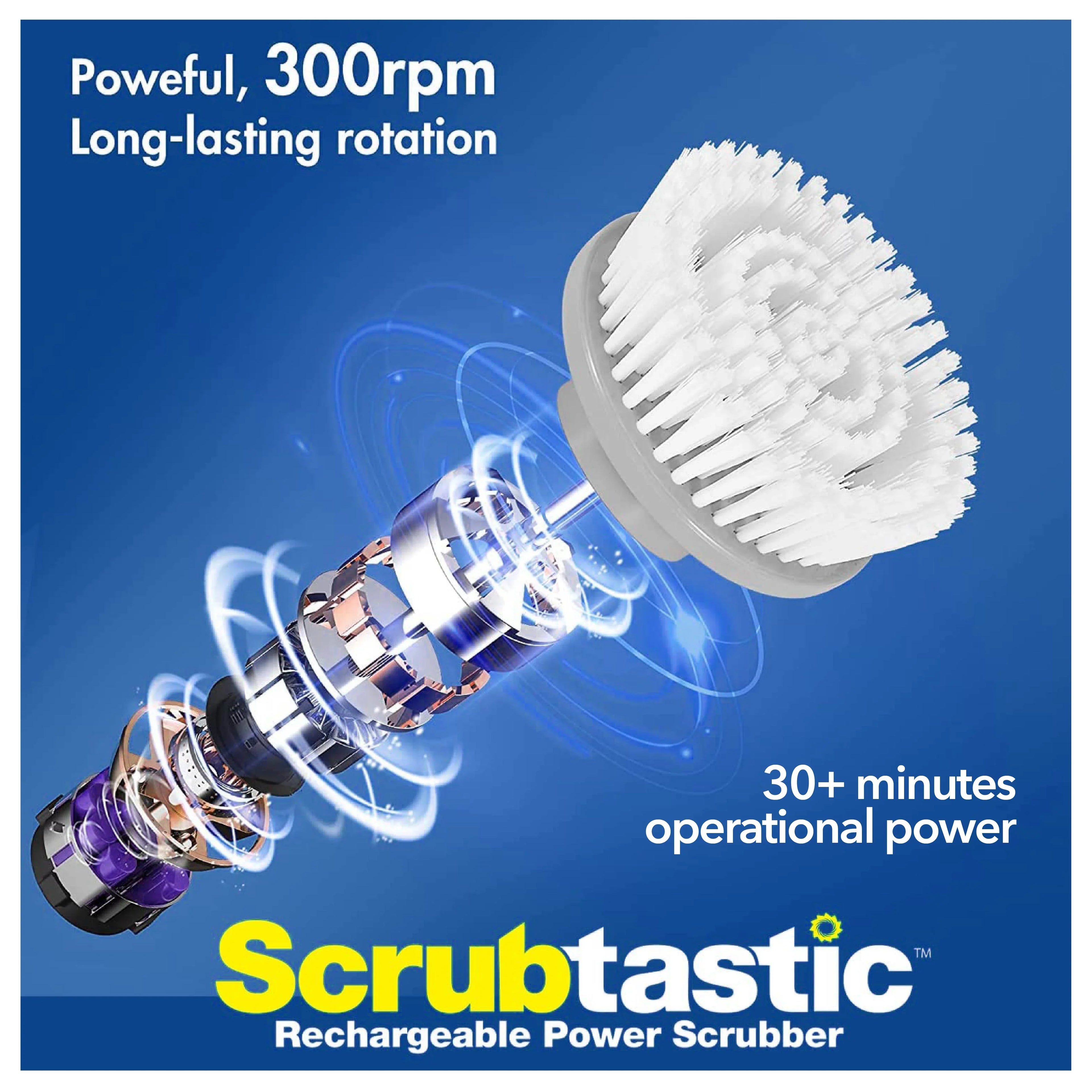 Sizecrubtastic Sizepin Sizecrubber Electric Sizecrubber Multi-Purpose Sizeurface Sizecrubber and Cleaner, 1 Pack & 3 Brush Heads