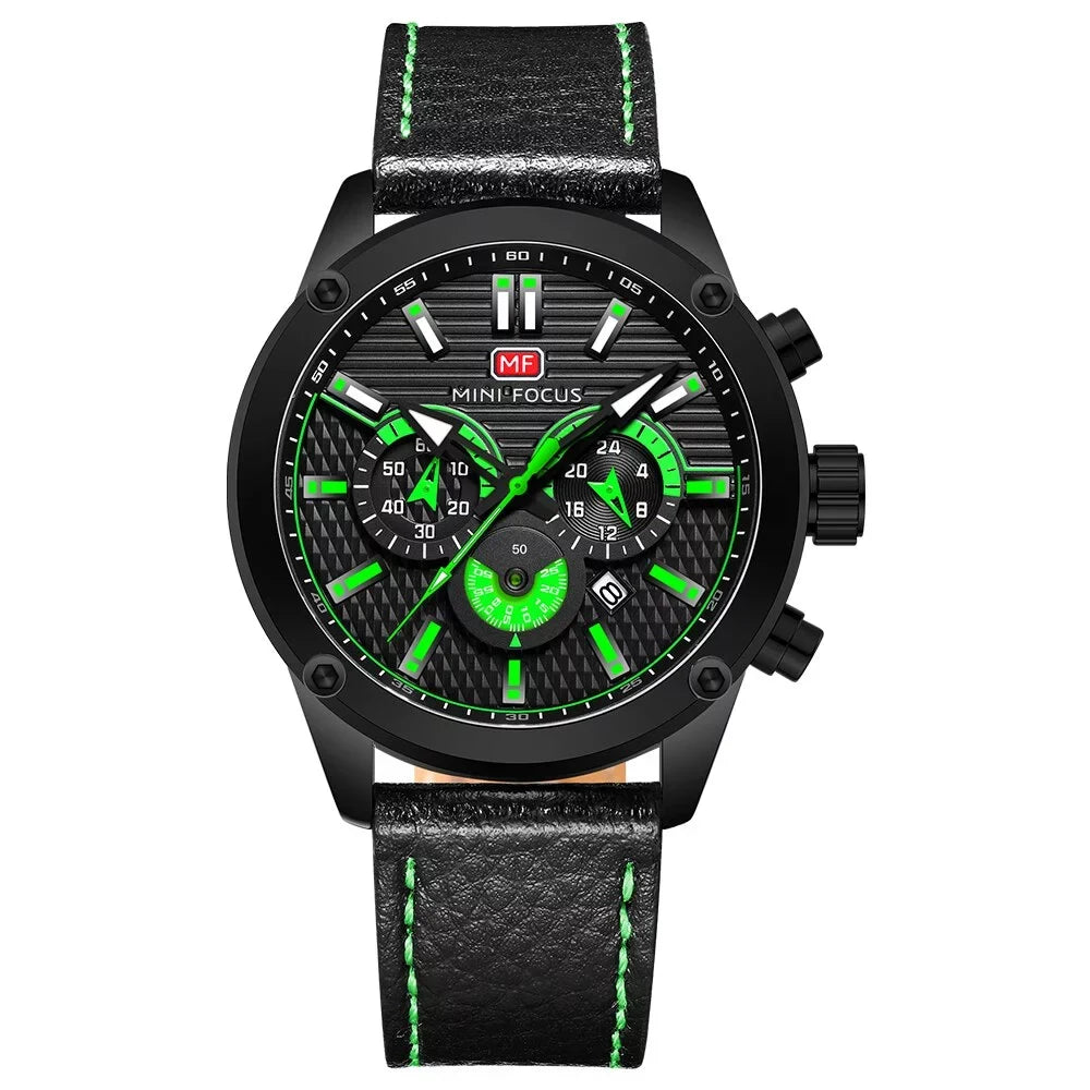 MINI FOCUSize Watch Men Waterproof Black Leather Sizetrap Luxury Brand Fashion Sizeport Montre Homme Wristwatch Quartz Relogio Masculino