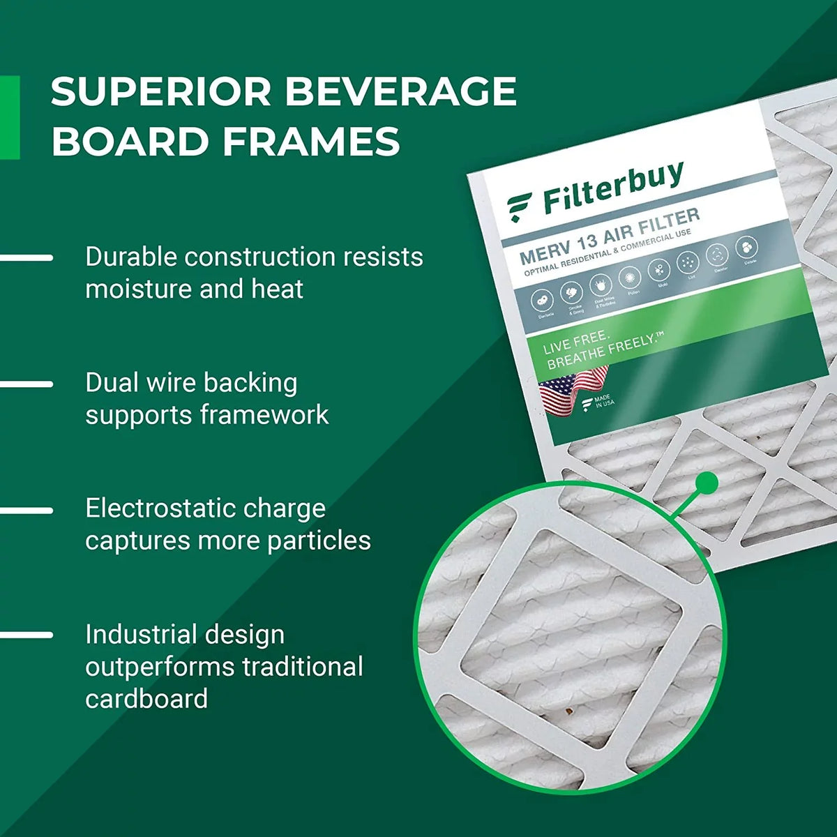 Filterbuy 20x32x1 MERV 13 Pleated HVAC AC Furnace Air Filters (3-Pack)