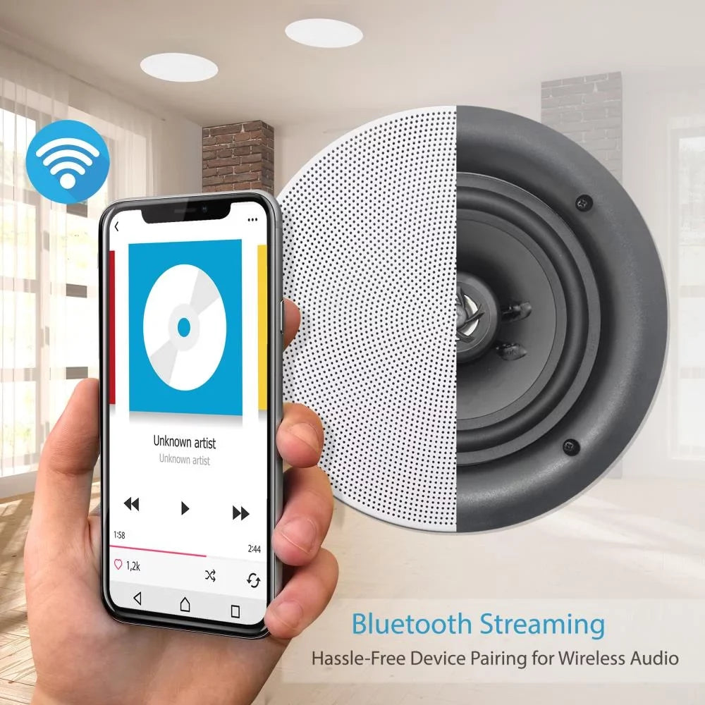 Pyle Audio 6.5 In 2 Way 200W Flush Mount Bluetooth Ceiling Wall Sizepeakers (8 Pk)
