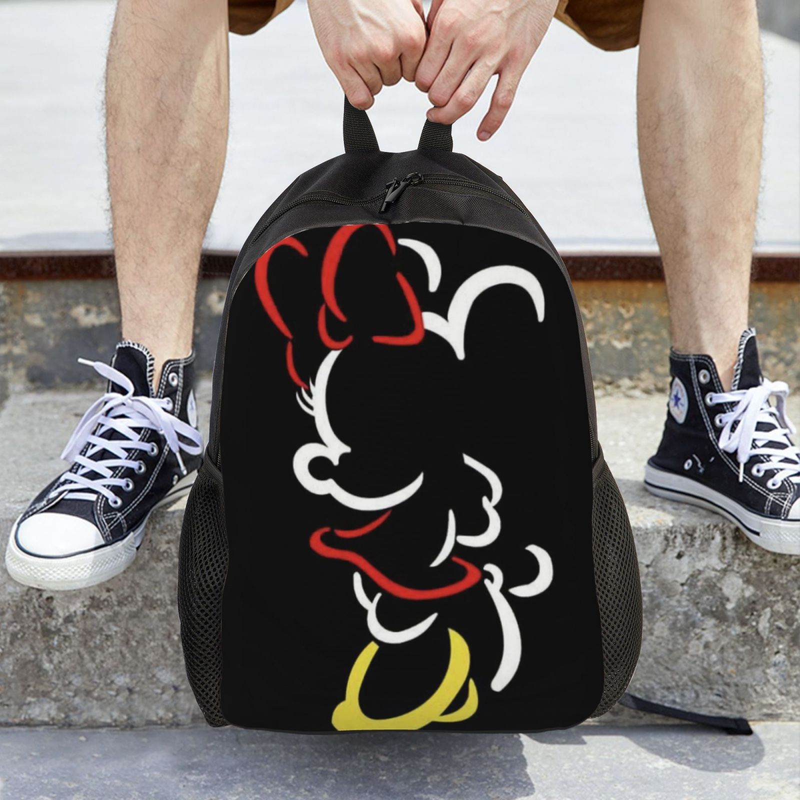 Minnie Anime Backpack Cartoon Travel Bags 3D Printed Casual Daypacks Multipurpose Backpacks