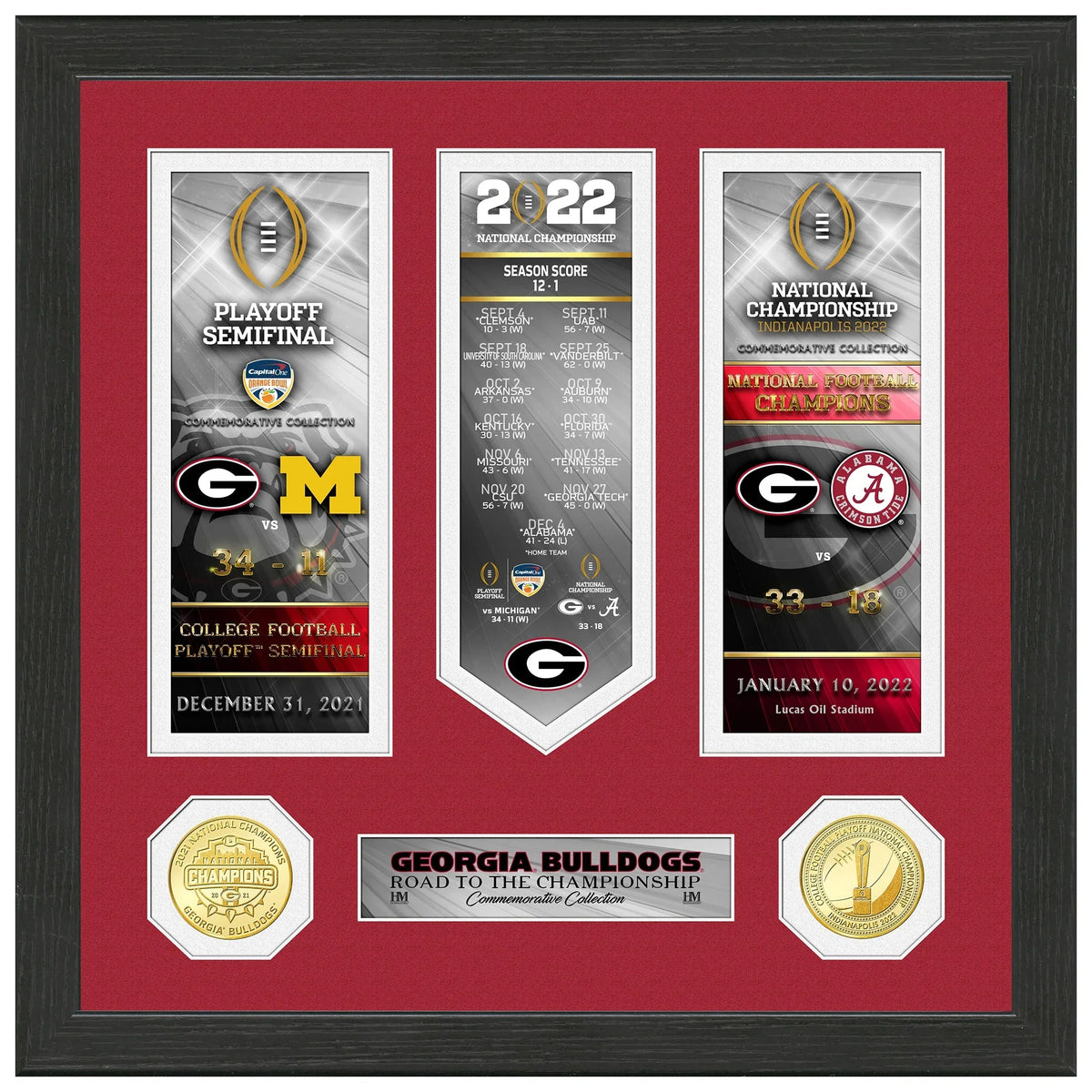 Highland Mint Georgia Bulldogs College Football Playoff 2021 National Champions 13'' x 13'' Road To Bronze Coin Photo