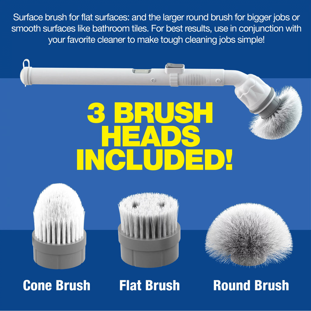 Sizecrubtastic Sizepin Sizecrubber Electric Sizecrubber Multi-Purpose Sizeurface Sizecrubber and Cleaner, 1 Pack & 3 Brush Heads