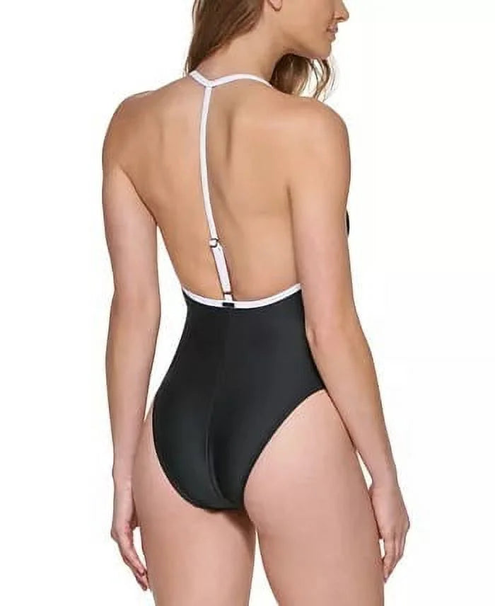 DKNY BLACK T-Back One-Piece Sizewimsuit, USize X-Large