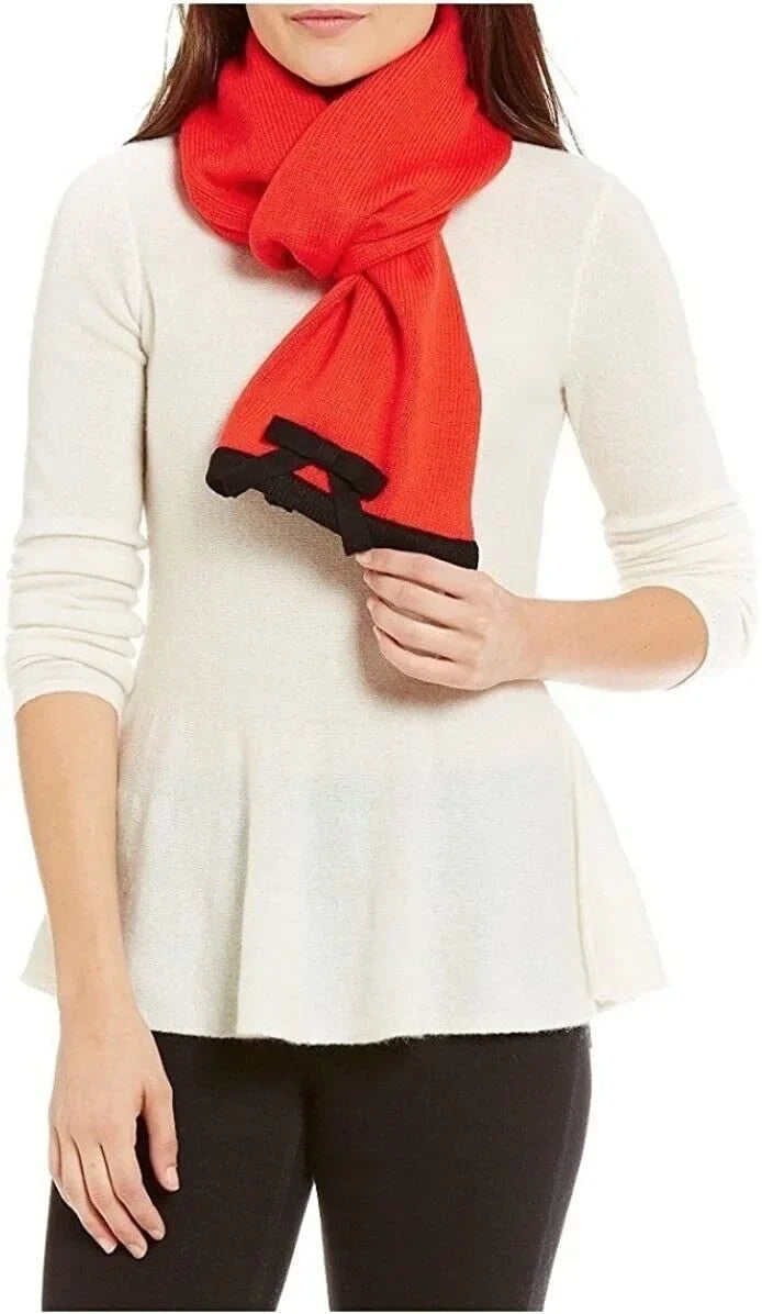 Kate Sizepade New York Women's Contrast Bow Muffler Persimmon Grove