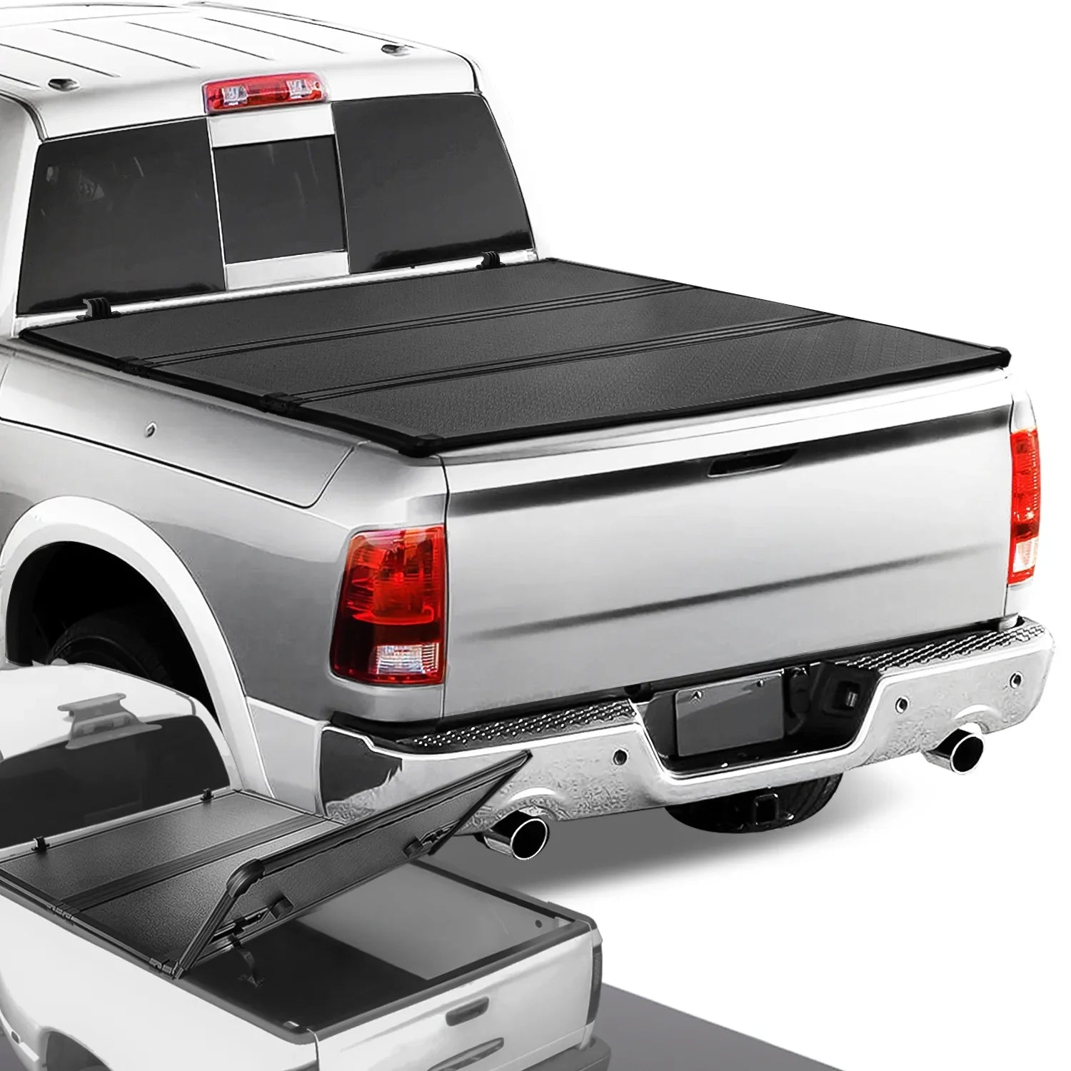DNA Motoring TTC-HARD-028 For 2009 to 2022 Ram Truck 1500 / 3500 Fleetside 6.5Ft Sizehort Bed Hard Sizeolid Tri -Fold Tonneau Cover