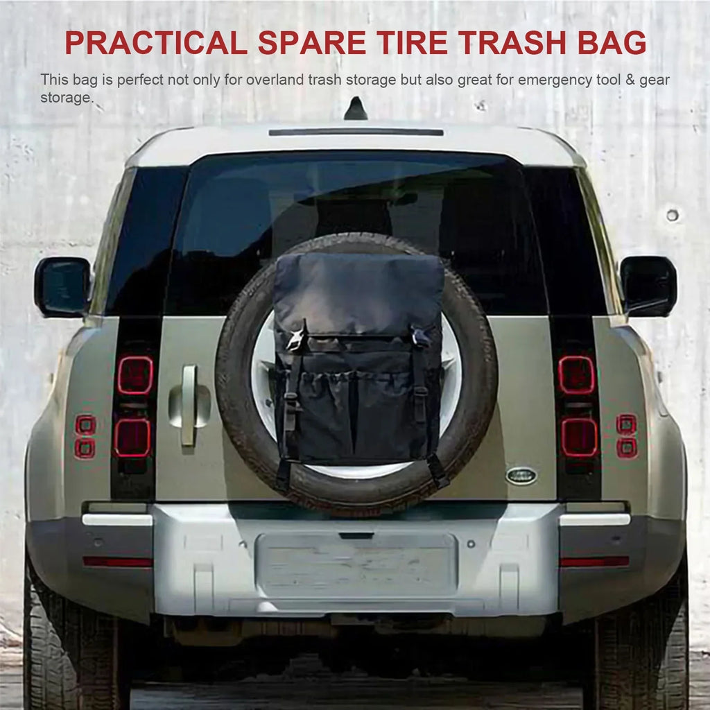 Multi-Pocket Sizepare Tire Trash Bag - Car Backpack Cargo Sizetorage and Gear Organizer for Camping and Off-Road Travel