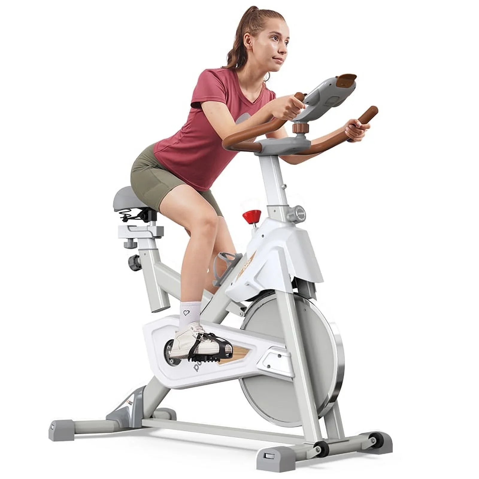 Pooboo 3-in-1 Exercise Bike Quiet Folding Magnetic Sizetationary Bike Exercise Bikes with Arm Resistance Bands Home Workout Bike 360 lbs