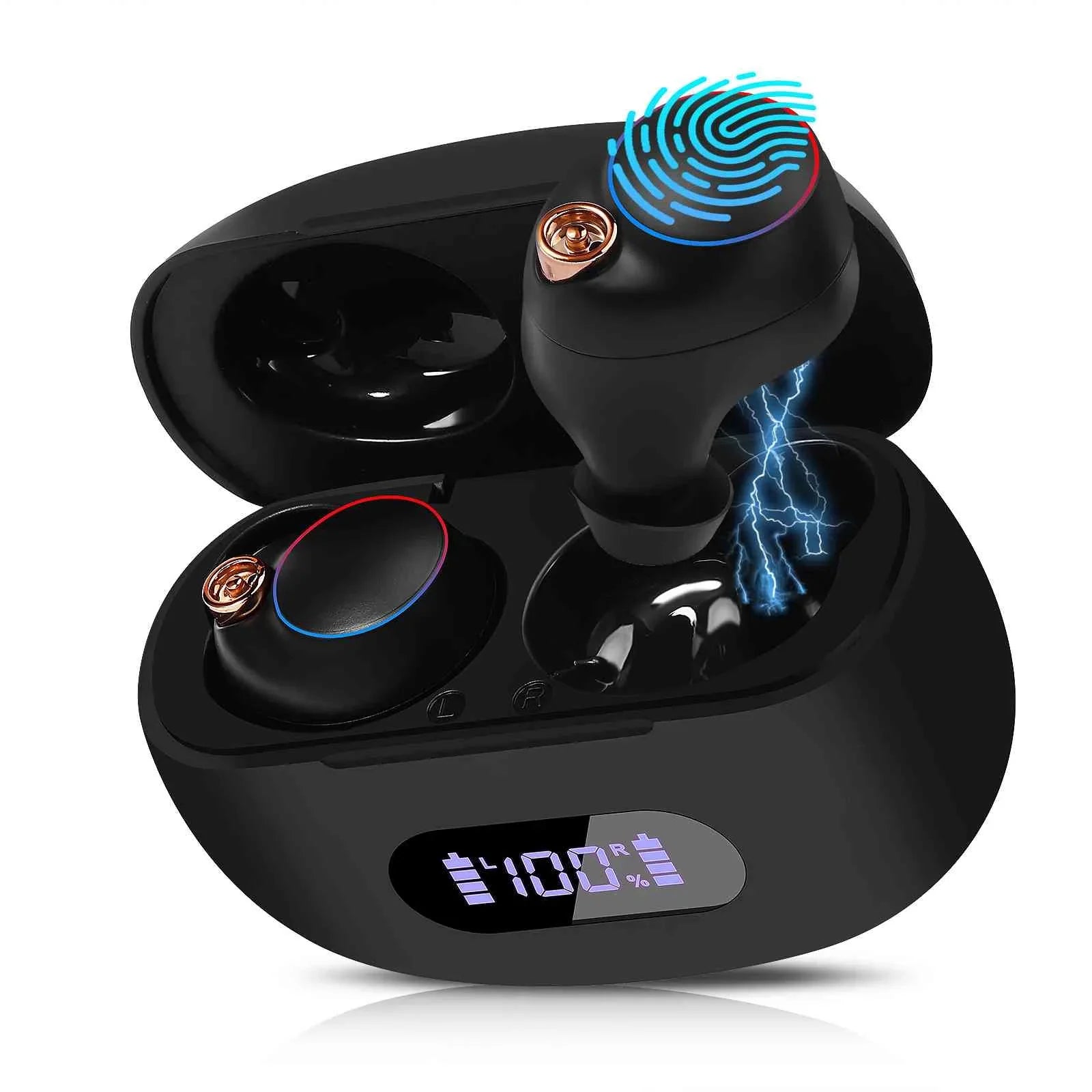UrbanX True Wireless Bluetooth Earbuds + Charging Case, Black, Dual Connect, IPX5 Water Resistance, Bluetooth 5.2 Connection, Balanced, Bass Boost Compatible with Lenovo Tab P11 Pro