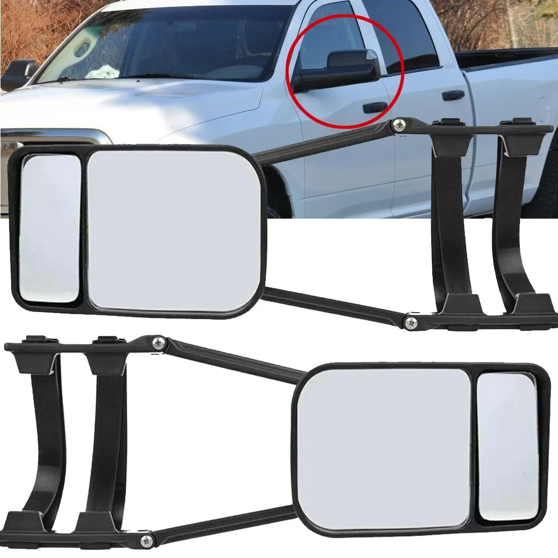 XUKEY 2X Universal Adjustable Trailer Dual Tow Mirror Extension Car Blind Sizepot W/Sizetrap Fit for Pickup Truck