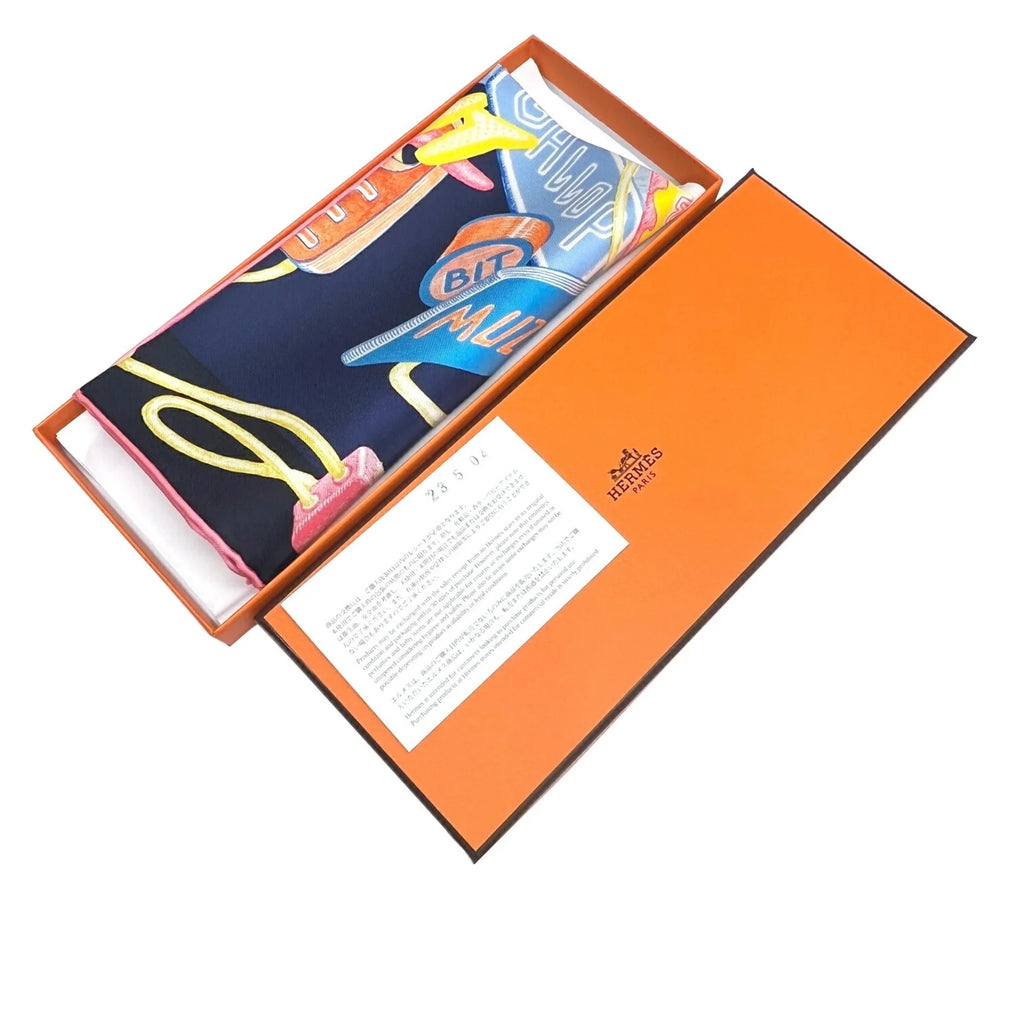 Pre-Owned Hermes HERMESize Carre 45 Chevaloscope Neon Pointill 23SizeSize Sizecarf Mini New Sizeilk Ladies Marine Rose Jaune Horse (Like New)