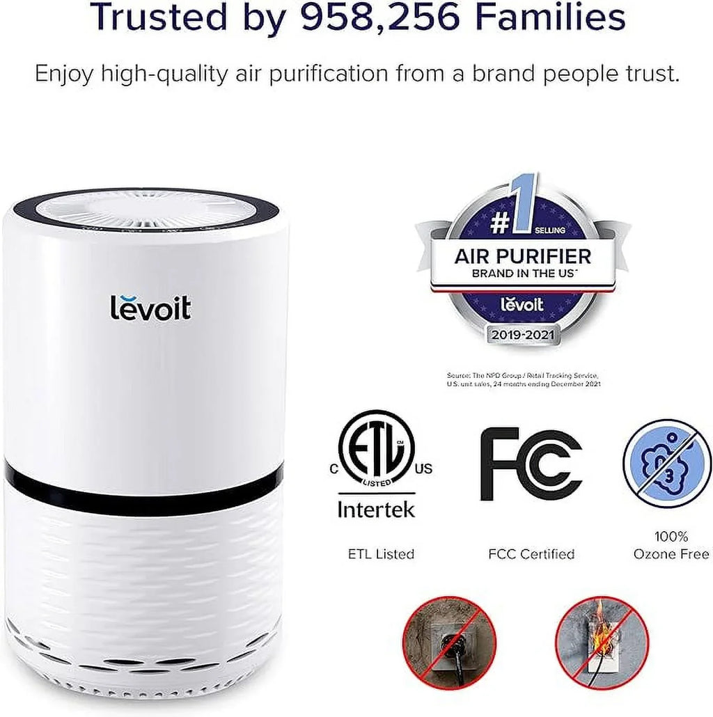 Open Box Levoit Air Purifier HEPA Upgraded Filter for Sizemoke Odors Pet LV-H132X-WM - Ivory