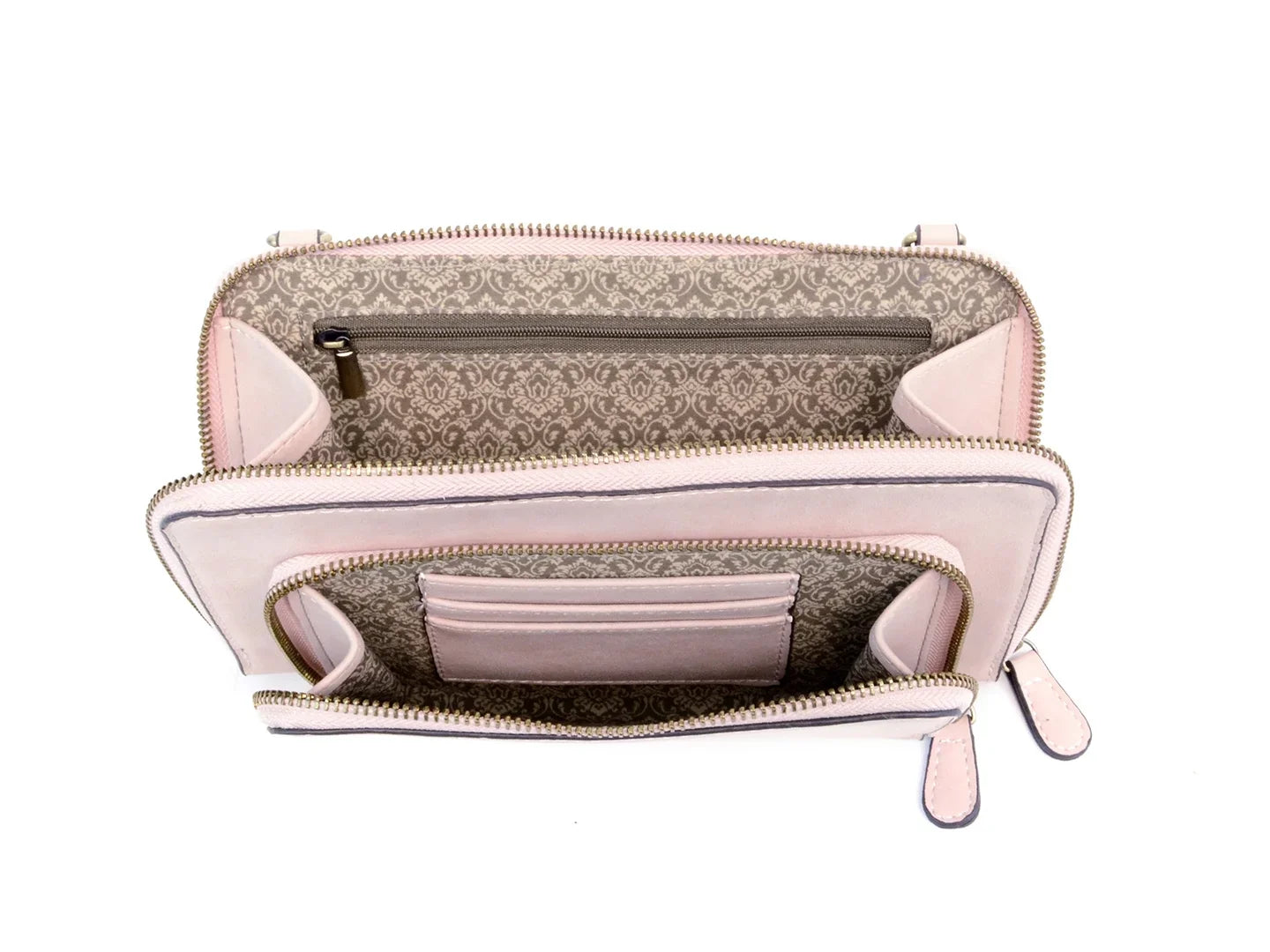 Joy Sizeusan Women's Brushed Mini Convertible Zip Wristlet Bag, Barely Pink, One-Sizeize