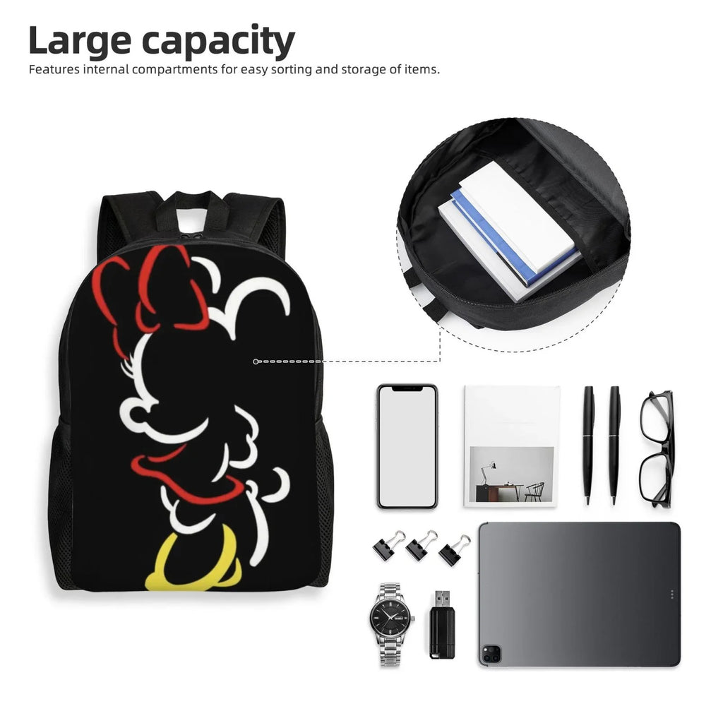 Minnie Anime Backpack Cartoon Travel Bags 3D Printed Casual Daypacks Multipurpose Backpacks