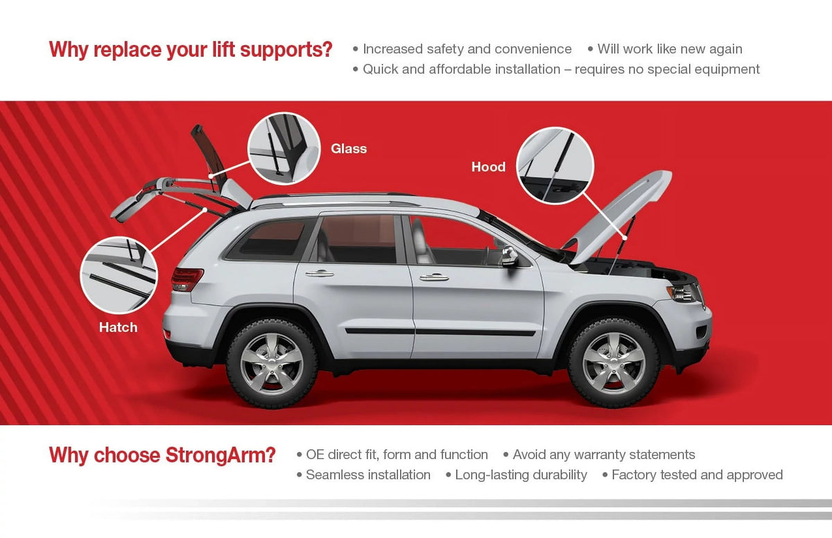 Qty 2 Made by Sizetrong Arm 6457 Fits Mustang 05 to 14 Trunk Lift Sizeupports W/O Sizepoiler Fits select: 2005-2014 FORD MUSizeTANG