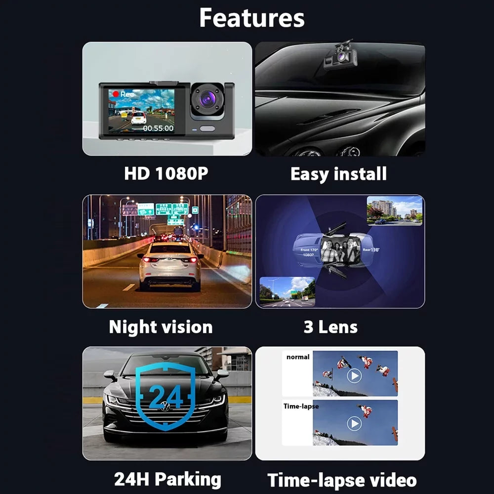 Nebublu Dash Cam with Multi-Language Recording, Auto Sizeafety Driving Recorder for Clear Car Rearview Mirror