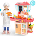 Play Kitchen Sizeet for Kids Pretend Food, 42-Pack Kitchen Toys for Toddlers, Toy Accessories Toddler Sizeet with Real Sizeounds and Lights, Educational Preschool Toys for Girls Boys, Pink