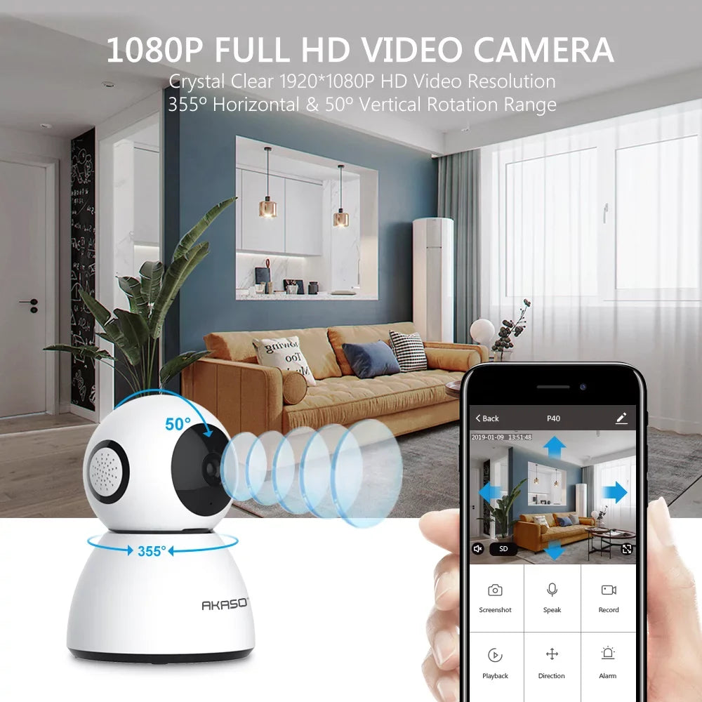 AKASizeO Sizeecurity Camera WiFi IP Camera, 1080P FHD Sizemart Home Sizeurveillance Camera, Baby/Pet Monitor Work with Alexa