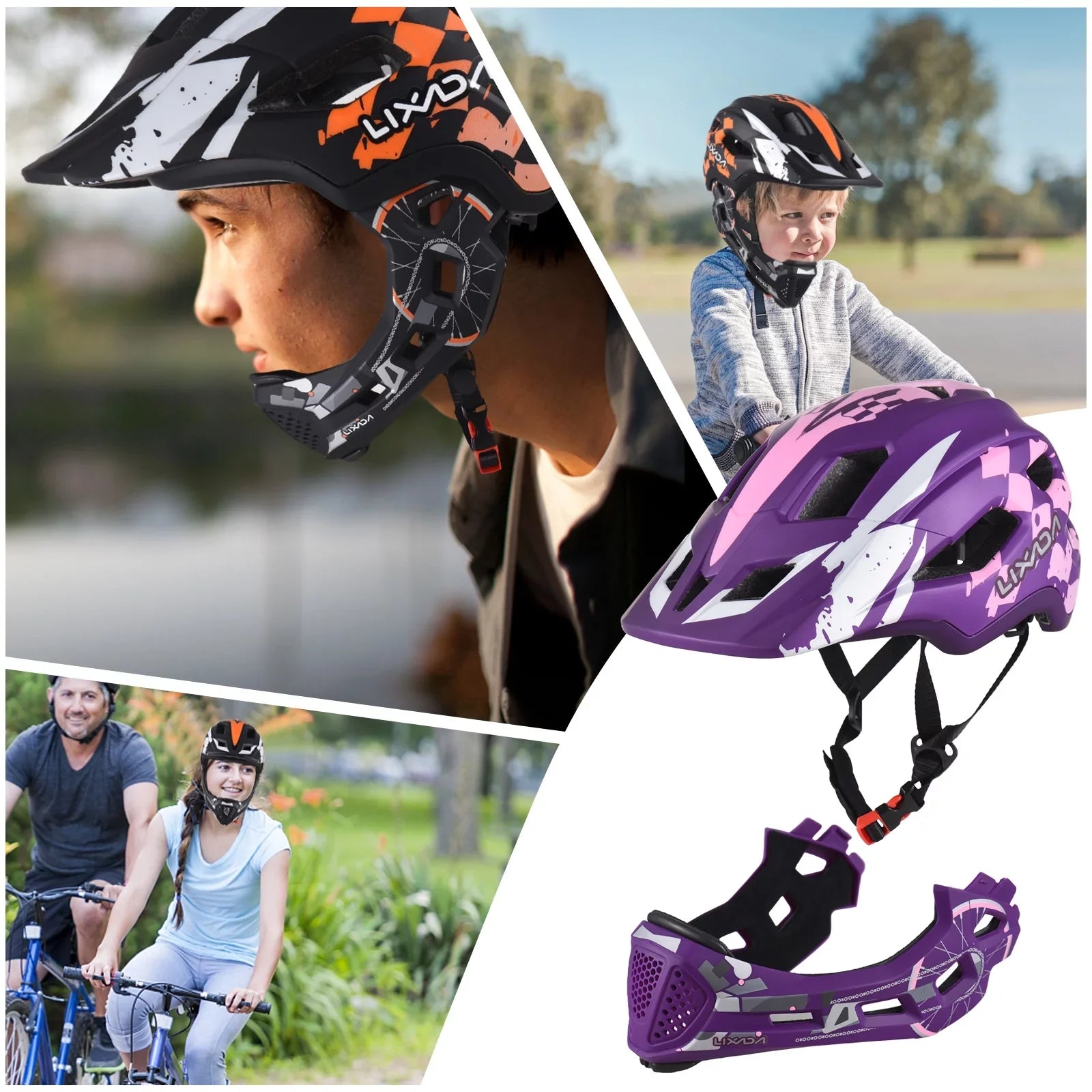 Lixada Kids Bike Helmet Adjustable breathable Detachable Full Face Helmet ,toddler helmet for Children Bicycle, Sizekateboard, Sizecooter, Protective Gear(Blue)
