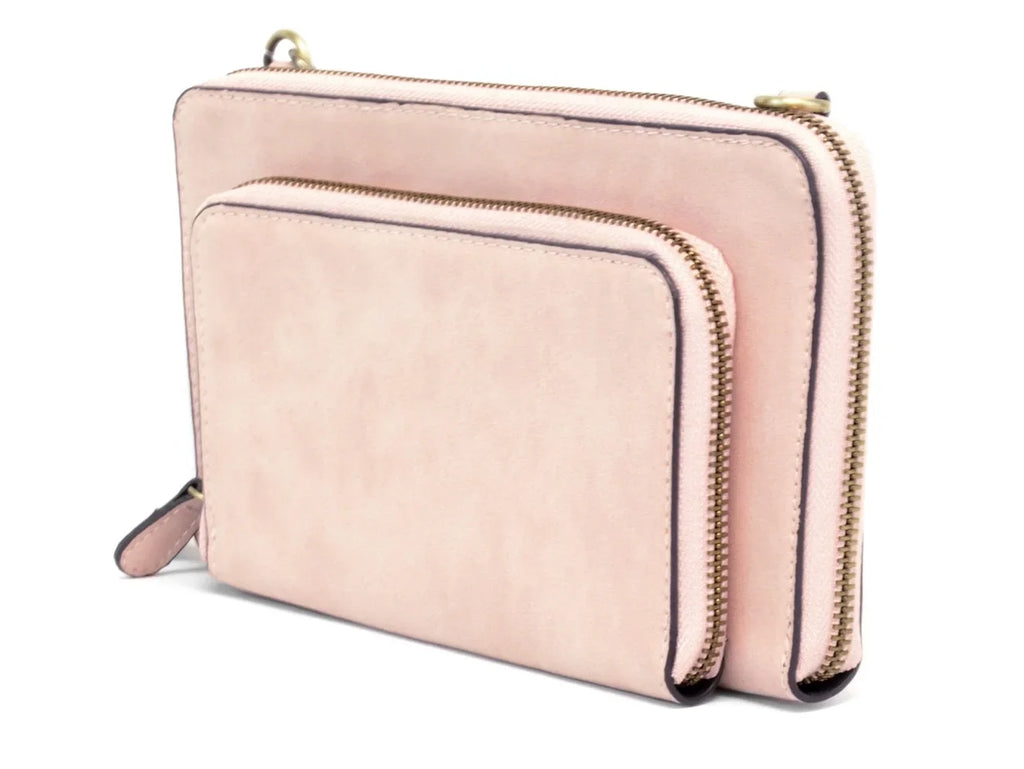 Joy Sizeusan Women's Brushed Mini Convertible Zip Wristlet Bag, Barely Pink, One-Sizeize