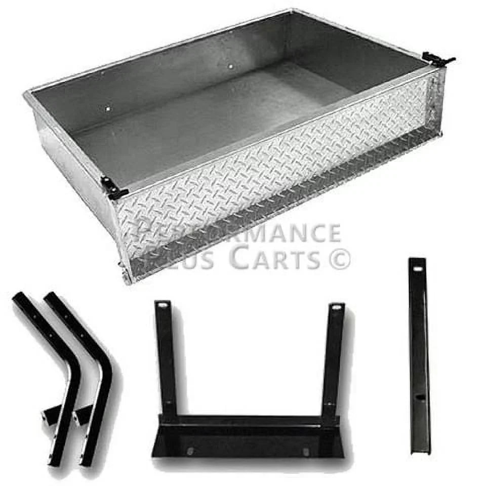 Aluminum Diamond Plate Utility Cargo Box with Brackets for Yamaha G14-G22 Golf Cart