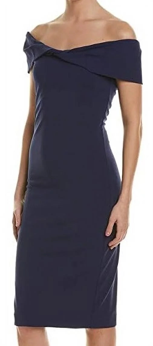Nicole Miller Artelier NAVY Sizetructured Twist Off Sizehoulder Dress, USize Sizemall