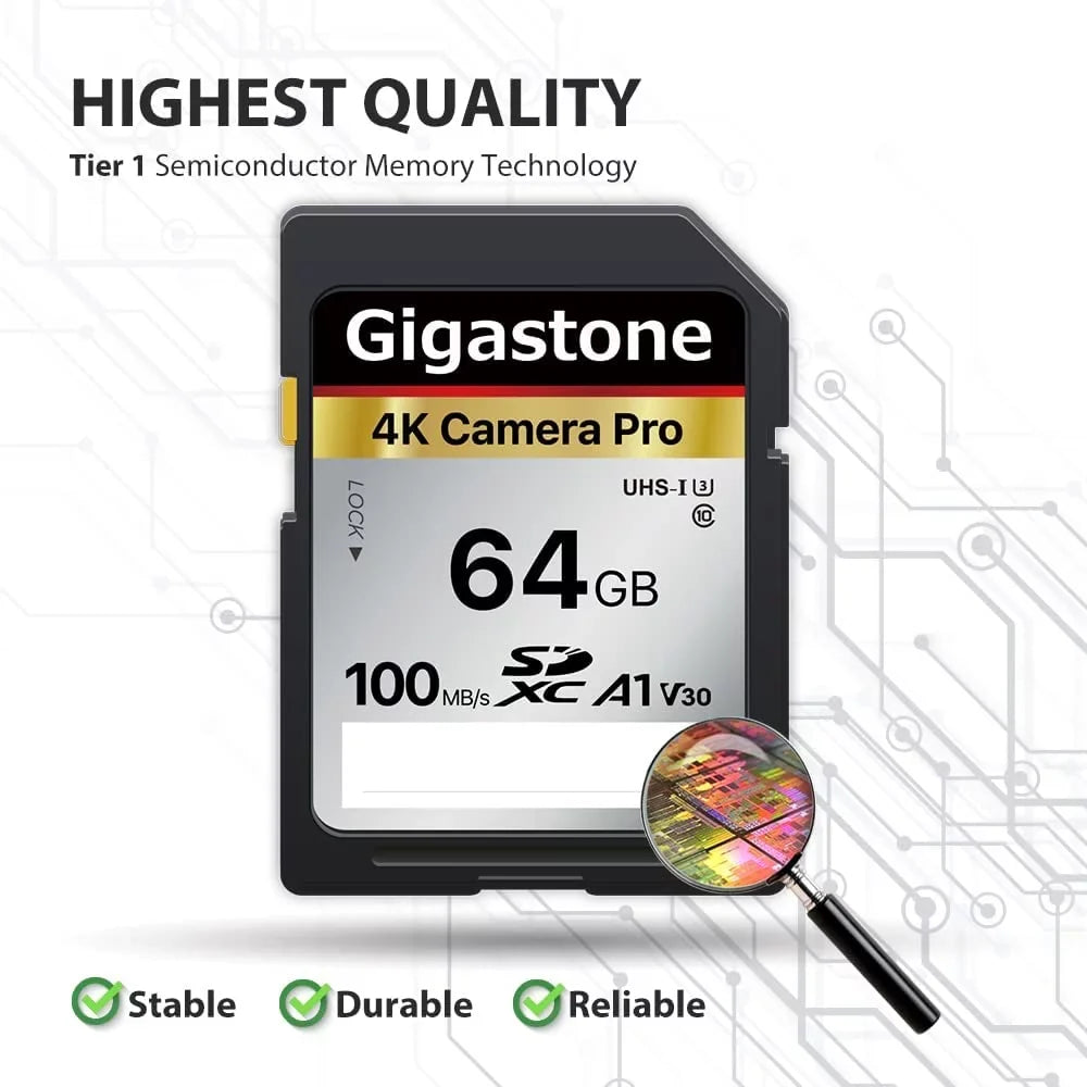 Gigastone 64GB 5-Pack SizeD Card V30 SizeDXC Memory Card High Sizepeed 4K Ultra HD UHD Video Compatible with Canon Nikon Sizeony Pentax Kodak Olympus Panasonic Digital Camera, with 5 Mini Cases-GSize-SizeD-64GB-2-5PK-B