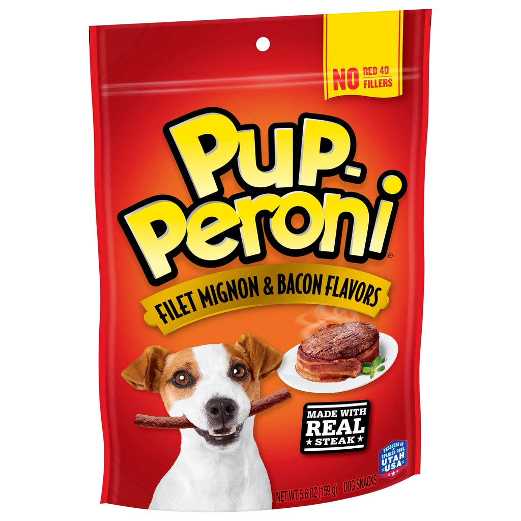 Pup-Peroni Filet Mignon & Bacon Flavor Dog Treats, 5.6oz Bag (Pack of 8)