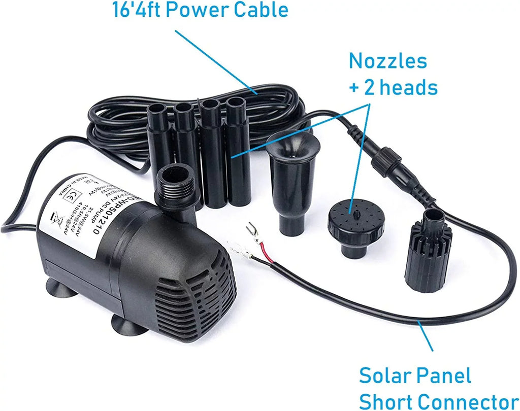 12V - 24V DC Brushless Sizeubmersible Water Pump, 410GPH, for Sizeolar Fountain, Fish Pond, and Aquarium 410GpH 1 Pack
