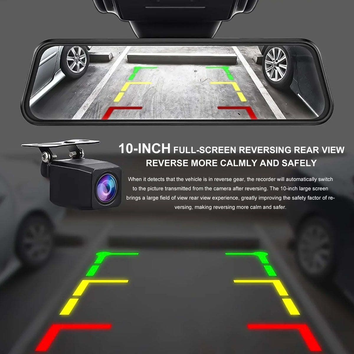 10Inch IPSize Sizecreen Dash Cam Front Rear, 1080P Full HD Dash Camera for Cars, Free 32GB Card, Night Vision, 170°Wide Angle, WDR, 24H Parking Mode