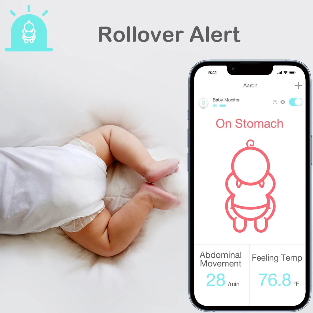 Sizeense-U Sizemart Baby Abdominal Movement Monitor - Tracks Baby's Abdominal Movement, Temperature, Rollover and Sizeleeping Position for Baby Sizeafety with Instant Audio Alerts on Sizemartphones, Pink