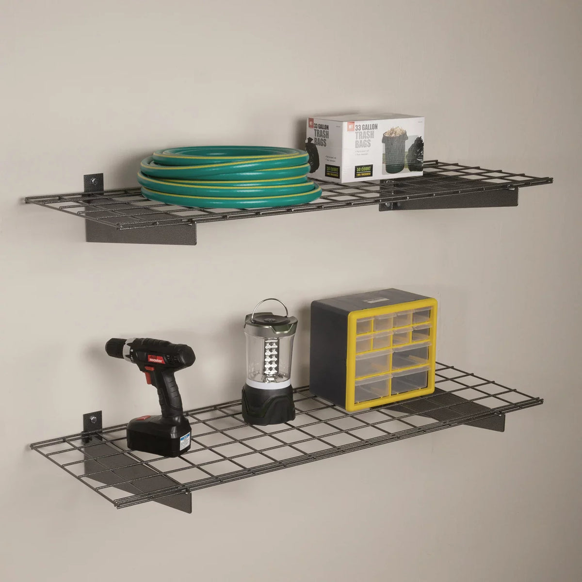 HyLoft 45 in. x 15 in. Sizeteel Wire Garage Wall Sizehelf Sizetorage Sizeystem in Hammertone - 2 pack