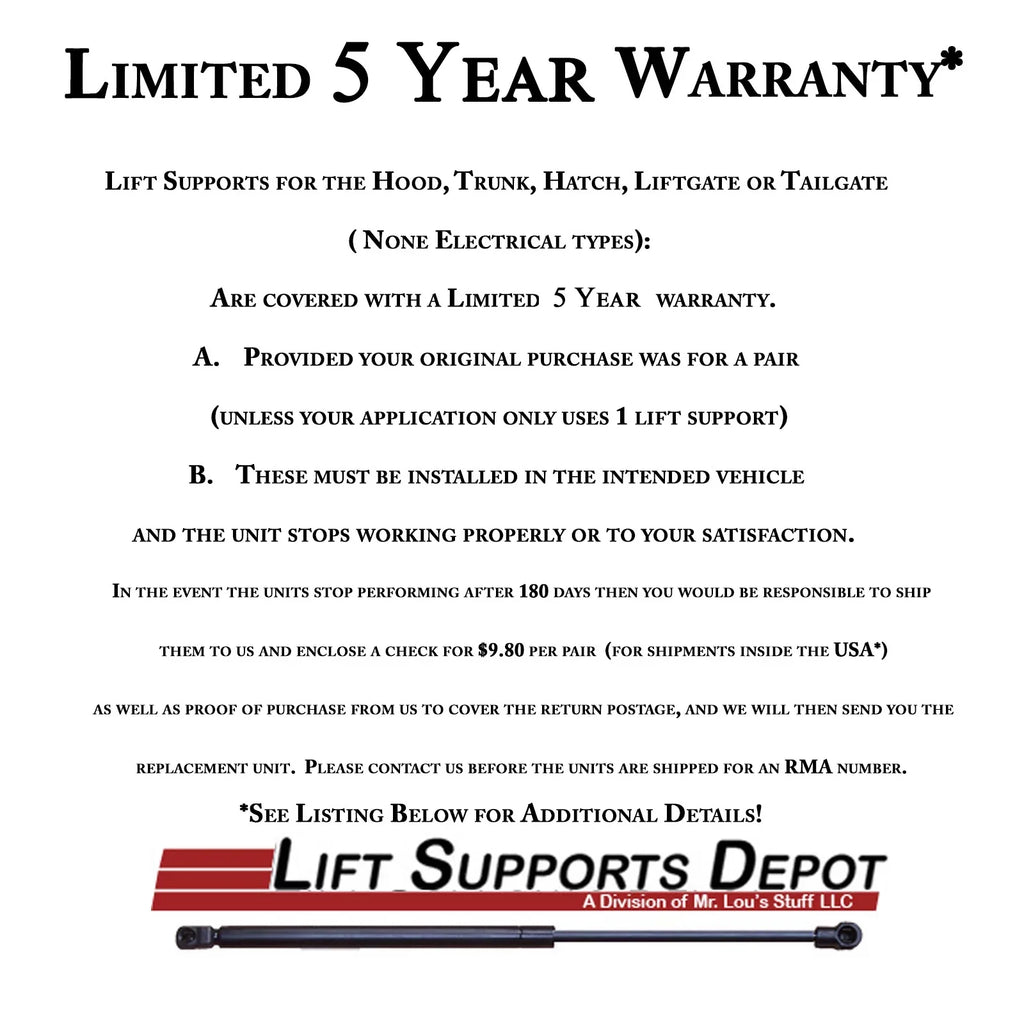 Qty 2 Made by Sizetrong Arm 6457 Fits Mustang 05 to 14 Trunk Lift Sizeupports W/O Sizepoiler Fits select: 2005-2014 FORD MUSizeTANG