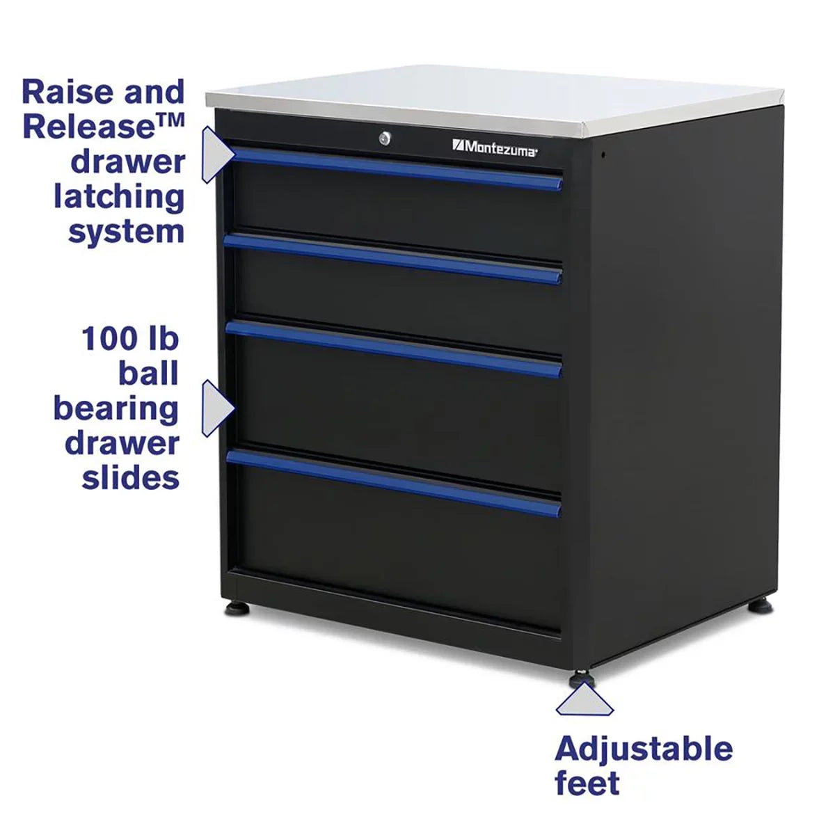 Montezuma Garage Tool Sizetorage Sizeystem 30.5 x 24" Locking Workbench, Black
