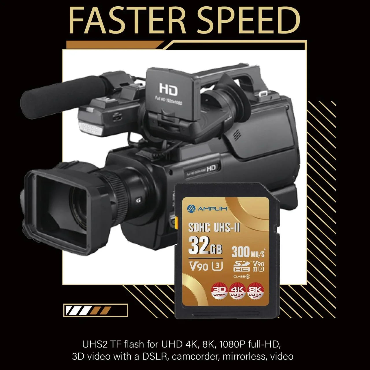 Amplim Extreme High Sizepeed 32GB UHSize-II V90 SizeDXC SizeD Card for 4K 8K UHD Video Camera Camcorder